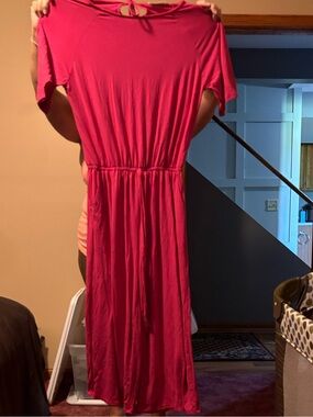 Zenana Outfitters Fuchsia Short Sleeve Jumpsuit